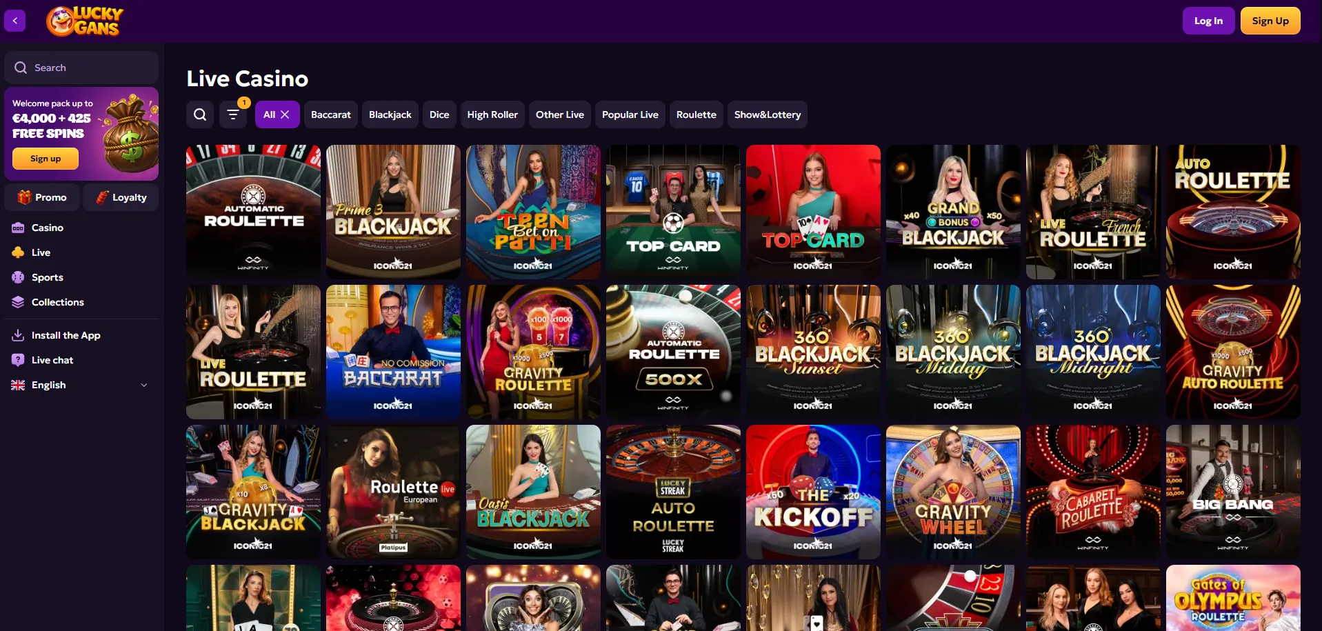 Luckygans Casino Spellen